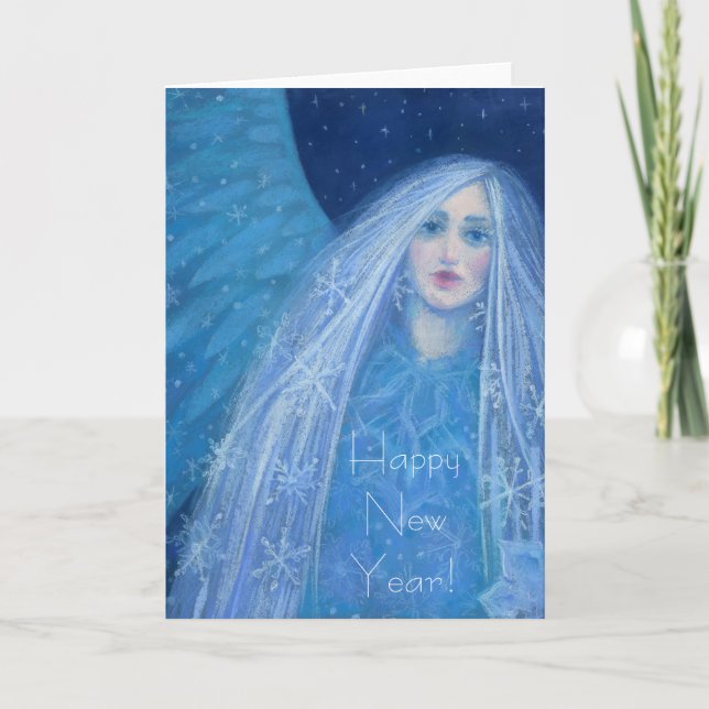 Cartão De Festividades Metelitsa Garota de Neve Snegurochka Anjo de Natal (Frente)