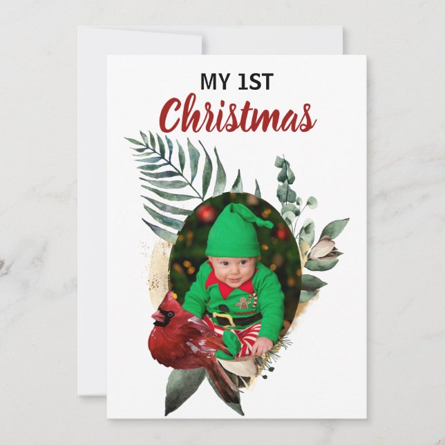 Cartão De Festividades Meu Natal de 1rua - Duas novas fotos de bebê (Frente)