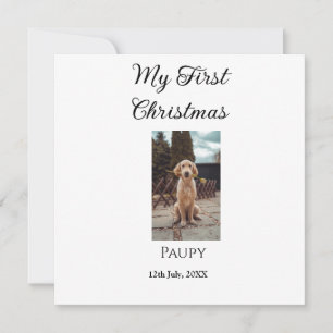 Cartão De Festividades Meu primeiro Natal adicionou o nome de um cão foto