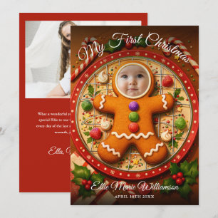 Cartão De Festividades Meu Primeiro Natal Fofinho Biscoito de Gengibre 2