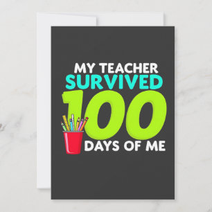 Cartão De Festividades "Meu professor sobreviveu a 100 dias de mim