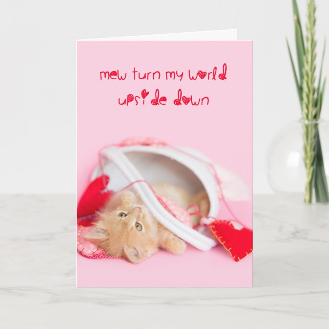Cartão De Festividades Mew vira meu mundo de cabeça para baixo gatinho (Frente)
