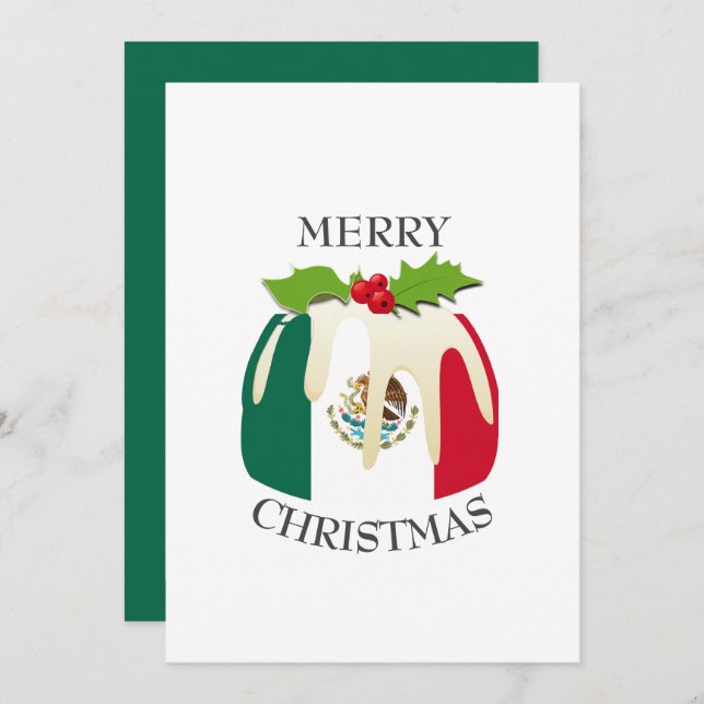Cartão De Festividades MEXICO FLAG | Pudim de ameixa festiva | Natal (Frente/Verso)