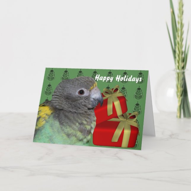 Cartão De Festividades Meyers Parrot Animal Christmas Holiday Card (Frente)