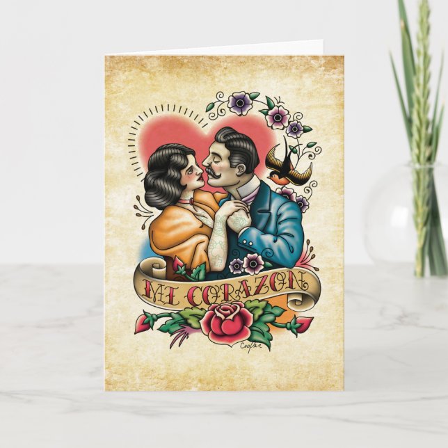 Cartão De Festividades "Mi Corazon" Valentine's Day / Romance Card (Frente)