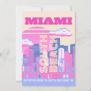 Cartão De Festividades Miami Beach, Miami Viagem Art, Preppy