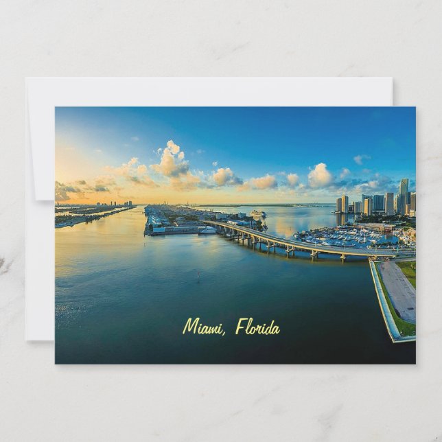 Cartão De Festividades Miami, Flórida, vista panorâmica, (Frente)