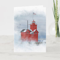 Michigan Grande Farol Vermelho No Inverno