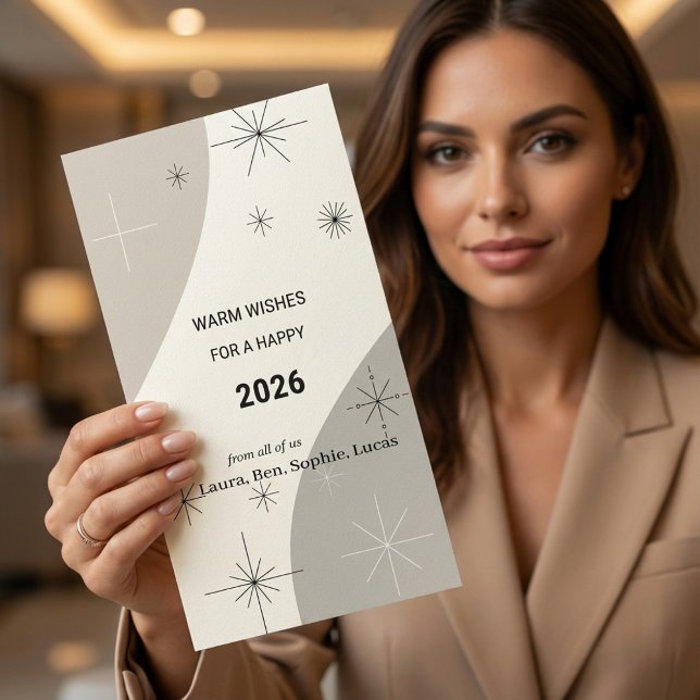 Cartão De Festividades Mid-Century Modern Business New Year & Christmas  (Criador carregado)