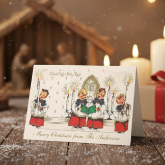 Cartão De Festividades Mid-Century Silent Night Boys Choir Custom