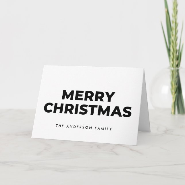 Cartão De Festividades Midcentury Monochrome Script Merry Christmas (Frente)