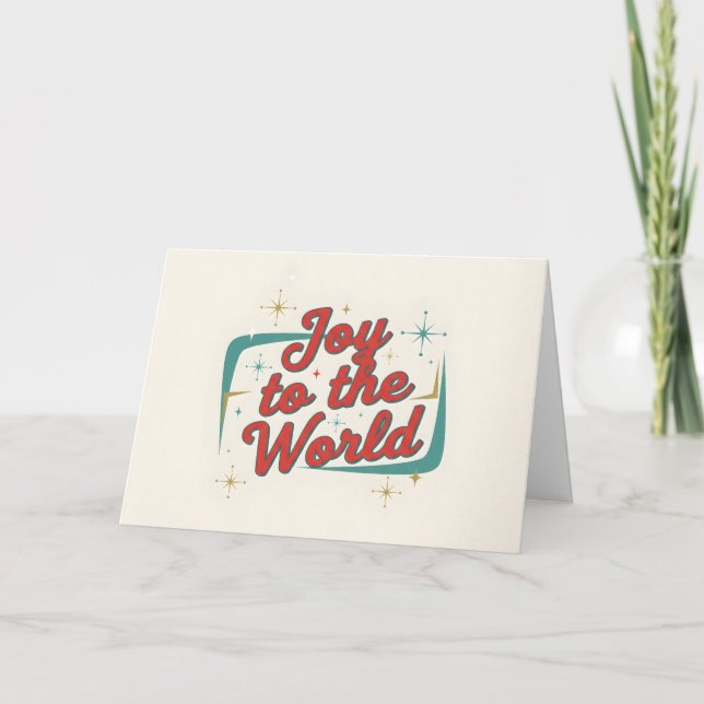 Cartão De Festividades Midcentury Script Joy to the World Christmas (Frente)