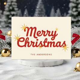 Cartão De Festividades Midcentury Starburst Script Merry Christmas