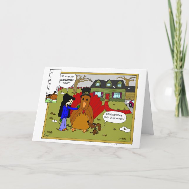 Cartão De Festividades Midge Inflatable Turkey Thanksgiving Card (Frente)