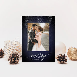 Cartão De Festividades Midnight Garland   Holiday Photo Card