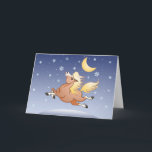 Cartão De Festividades Midnight Snow gallop under the Moon<br><div class="desc">Time for a snowy midnight gallop under the winter moon. This little horse kicks up his heels in the pure joy of living!</div>