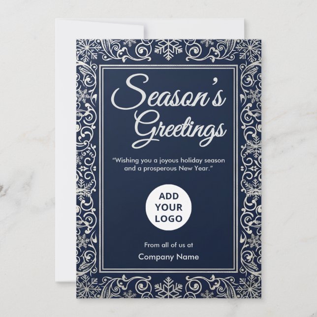 Cartão De Festividades Midnight Snowflake Corporate (Frente)