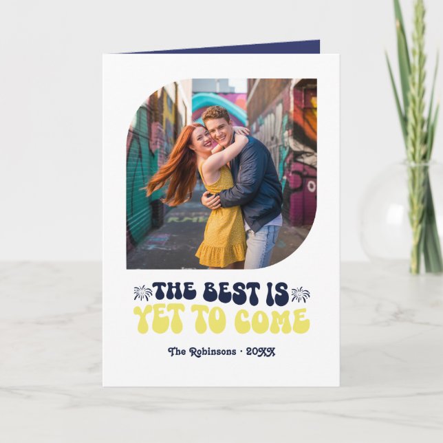 Cartão De Festividades Midnight Spark Champagne Retro New Year Photo (Frente)