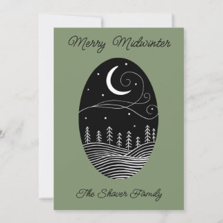 Cartão De Festividades Midwinter Moon w/ Photo Flat Holiday Card