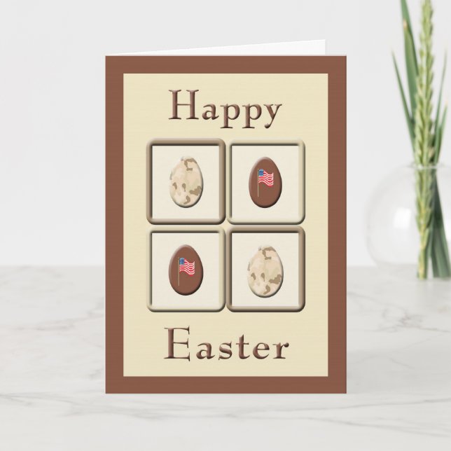 Cartão De Festividades Military Easter Card with Camo & Choco Eggs (Frente)