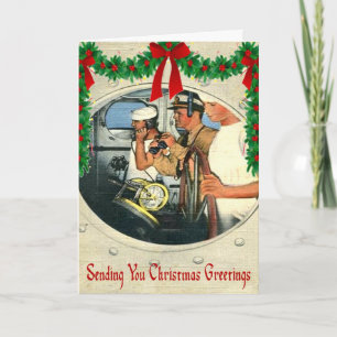 Cartão De Festividades Military WWII Navy Christmas Card