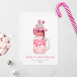 Cartão De Festividades Milkshake Rosa Doce Férias Natal