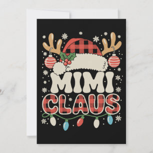 Cartão De Festividades Mimi Claus Vermelho Xadrez Buffalo Luzes de Natal 