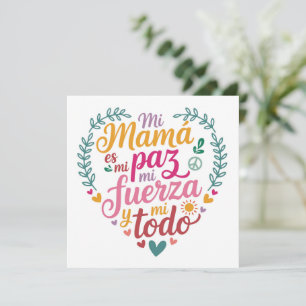 Cartão De Festividades Minha Mãe é Minha Paz – Coração Tipográfico Colori