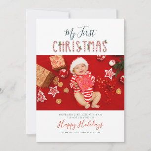 Cartão De Festividades Minha Primeira Colagem de Fotos de Natal para Bebê