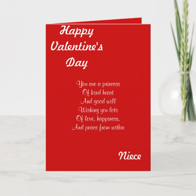 Cartão De Festividades Minha sobrinha no dia de os namorados (Frente)