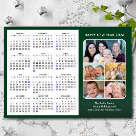 Cartão De Festividades Minialista Verde Moderno da Família de Calendários