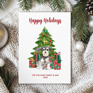 Cartão De Festividades Miniatura da Família do Cão Schnauzer no Natal