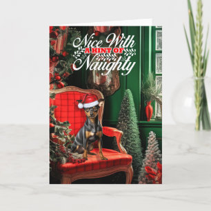 Cartão De Festividades Miniatura de Natal Cachorro Malvado ou Bonito