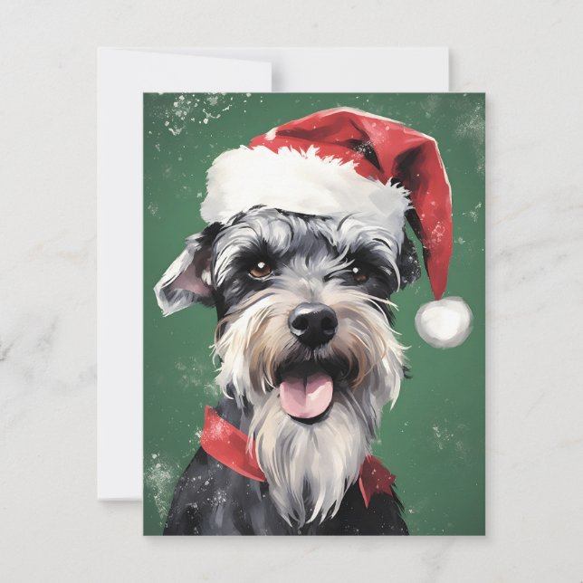 Cartão De Festividades Miniatura Schnauzer Pincel de Natal Ardois (Frente)