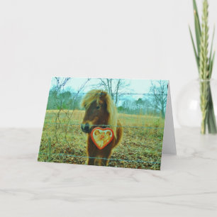 Cartão De Festividades Miniature Brown horse Valentine Heart