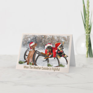 Cartão De Festividades Miniature Pinscher Frightful Weather