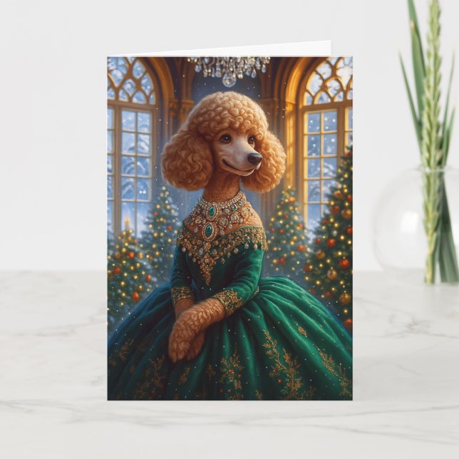 Cartão De Festividades Miniature Poodle Holiday Card (Frente)