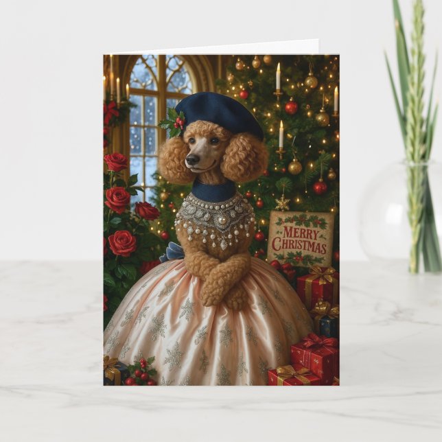 Cartão De Festividades Miniature Poodle Holiday Card (Frente)