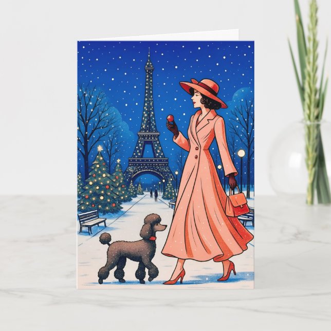 Cartão De Festividades Miniature Poodle Holiday Card (Frente)