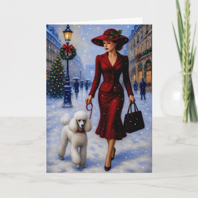 Cartão De Festividades Miniature Poodle Holiday Card (Frente)
