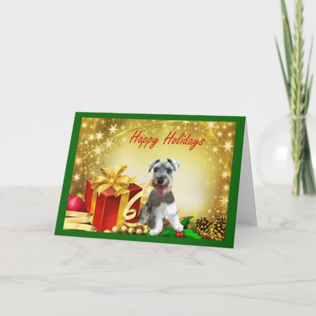 Cartão De Festividades Miniature Schnauzer Christmas Card Gifts (Frente)