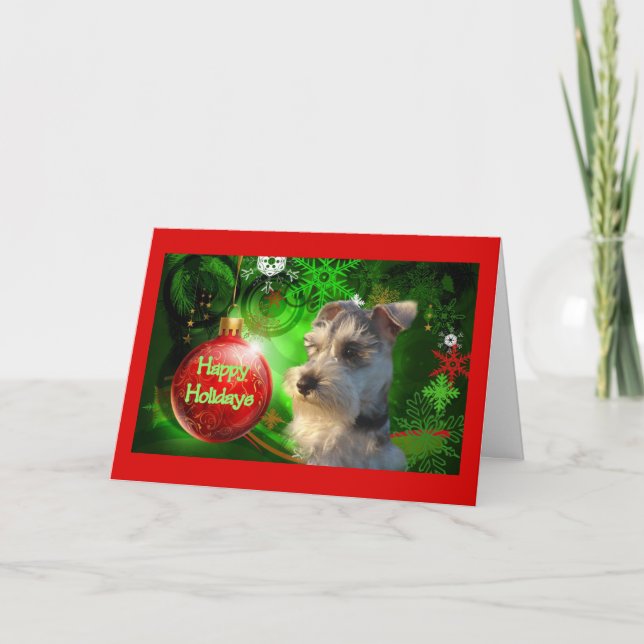 Cartão De Festividades Miniature Schnauzer Christmas Card Happy Holidays (Frente)