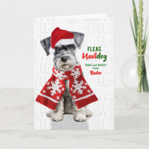 Cartão De Festividades Miniature Schnauzer Divertido Pulgas Navidog com N