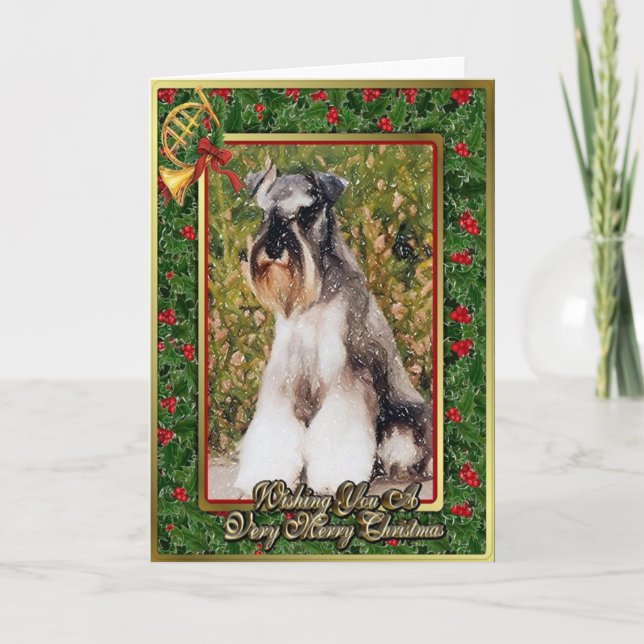 Cartão De Festividades Miniature Schnauzer Dog Blank Christmas Card (Frente)