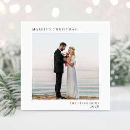 Cartão De Festividades Mínima Foto do Natal 2 Casado Moderno