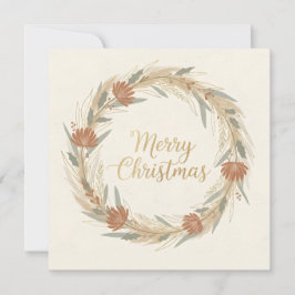 Cartão De Festividades Minimal Boho Wreath Christmas