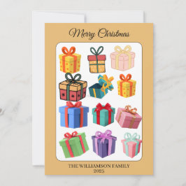 Cartão De Festividades Minimal Colorful Gifts Holiday Card