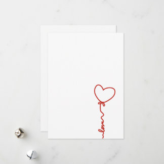 Cartão De Festividades Minimal Heart Balloon Love Line Art Valentine