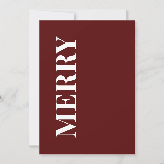 Cartão De Festividades Minimal MERRY | Deep Red Holiday Greeting Card (Frente)
