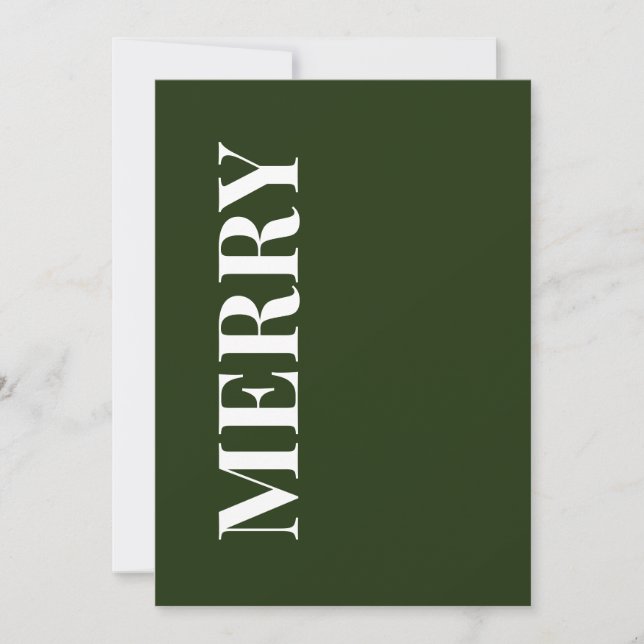 Cartão De Festividades Minimal MERRY | Forest Green Holiday Greeting Card (Frente)